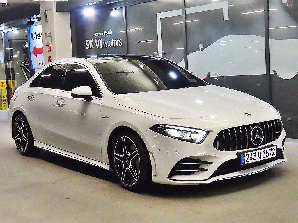 [벤츠] A클래스 W177 AMG A35 4MATIC 세단 연식:2021,미션:오토,주행거리:53,023km,연료:휘발유,색상:흰색