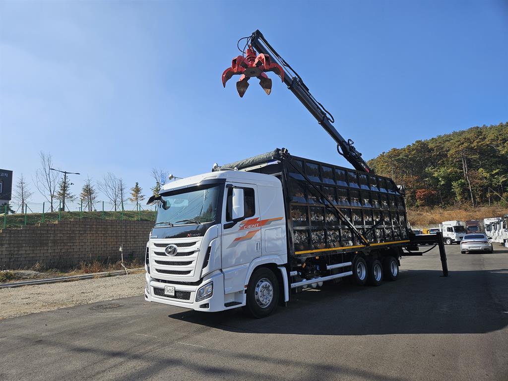 현대 엑시언트 집게차 9.5톤 수동 한국쓰리축 7